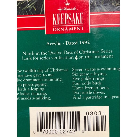 Hallmark Keepsake Ornament 1992 Twelve Days Of Christmas Nine Ladies Dancing - Picture 4 of 10